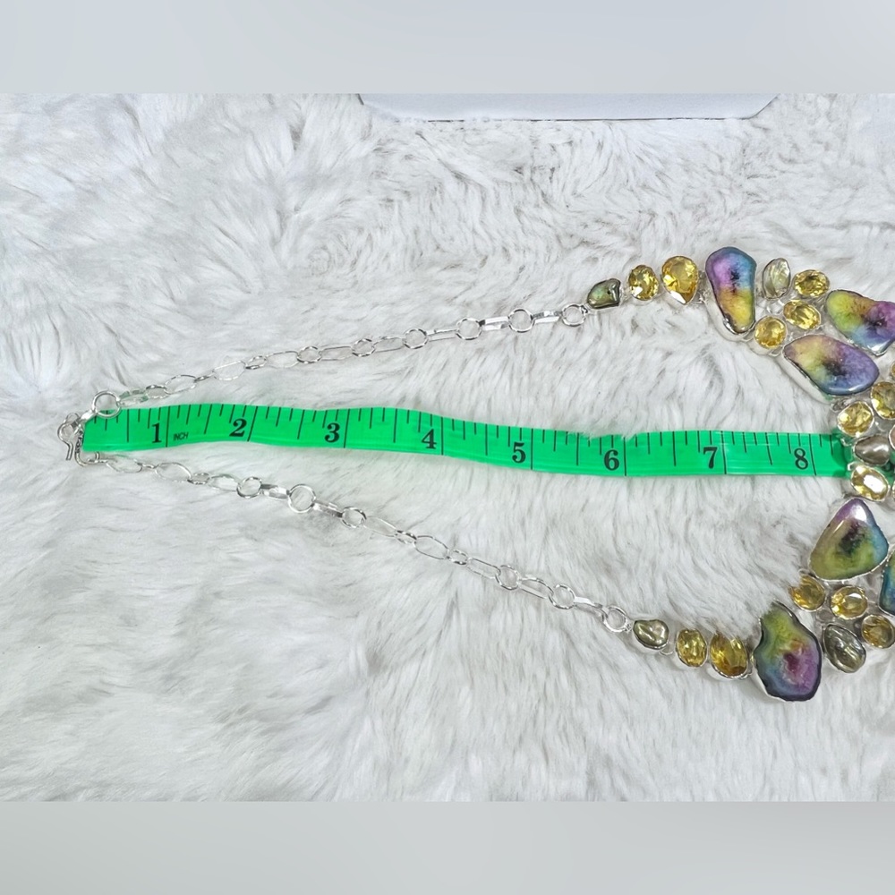 Rainbow Solar Quartz 925 Large Gemstone Necklace & Bracelet Set - Picture 4 of 8